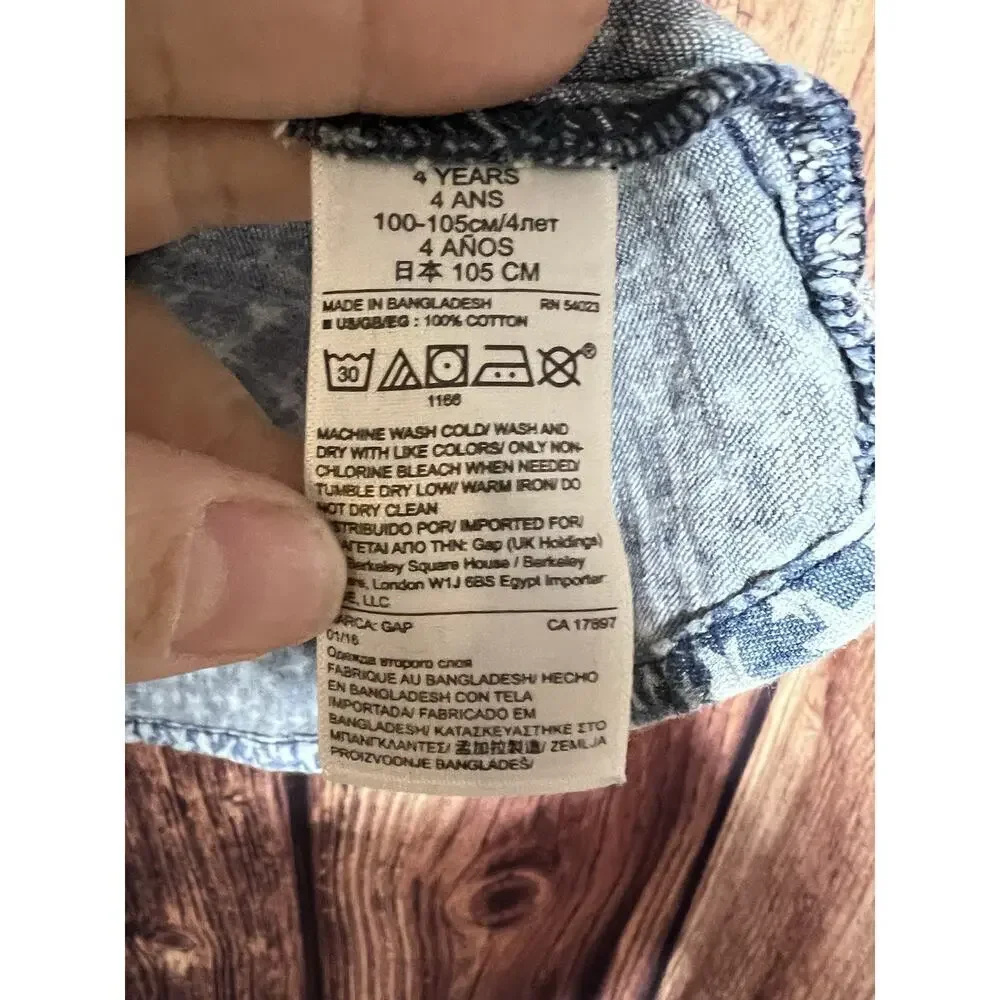 Gap Kids Girls Sz 4 Blue Denim Dress Stars Summer Spring 4th July